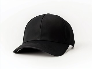 Black snapback hat on white background, isolated on white 