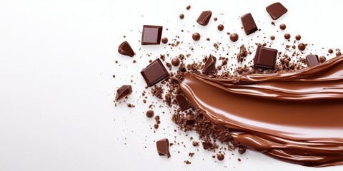 Backgrounds chocolate dessert white background. 