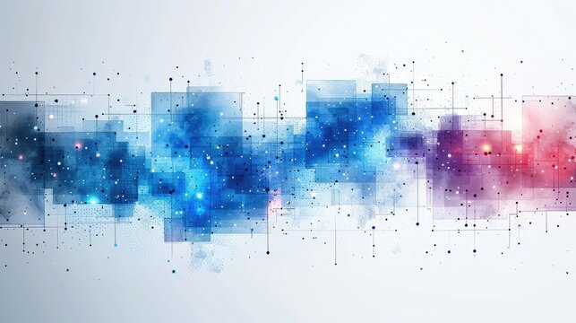 2d vector logo graphic corporate , clean lines square border with very simple scatterplot chart in middle in blues and with white background 