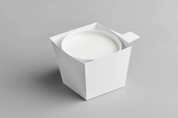 oblique view of blank white drink archive box isolated in gray background