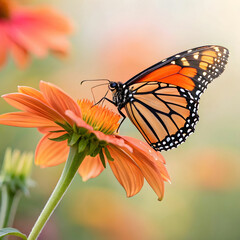 closeup shot of a beautiful butterfly on an orange