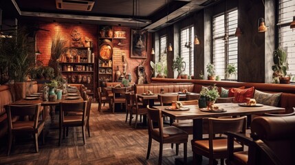 Fototapeta premium Rustic Restaurant Interior Design