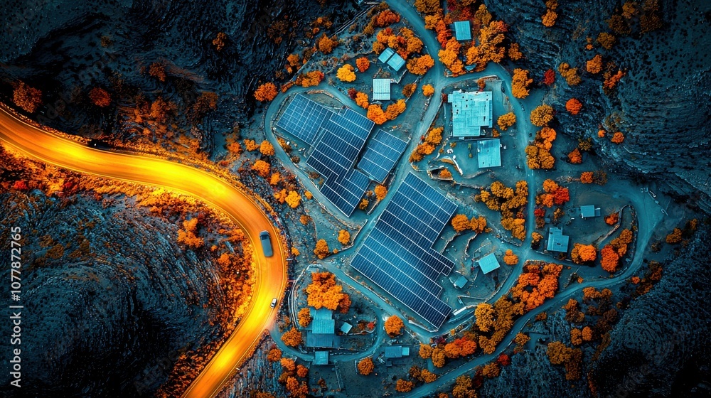 Poster exploring the efficiency of solar energy panels captured in closeup on a clear day