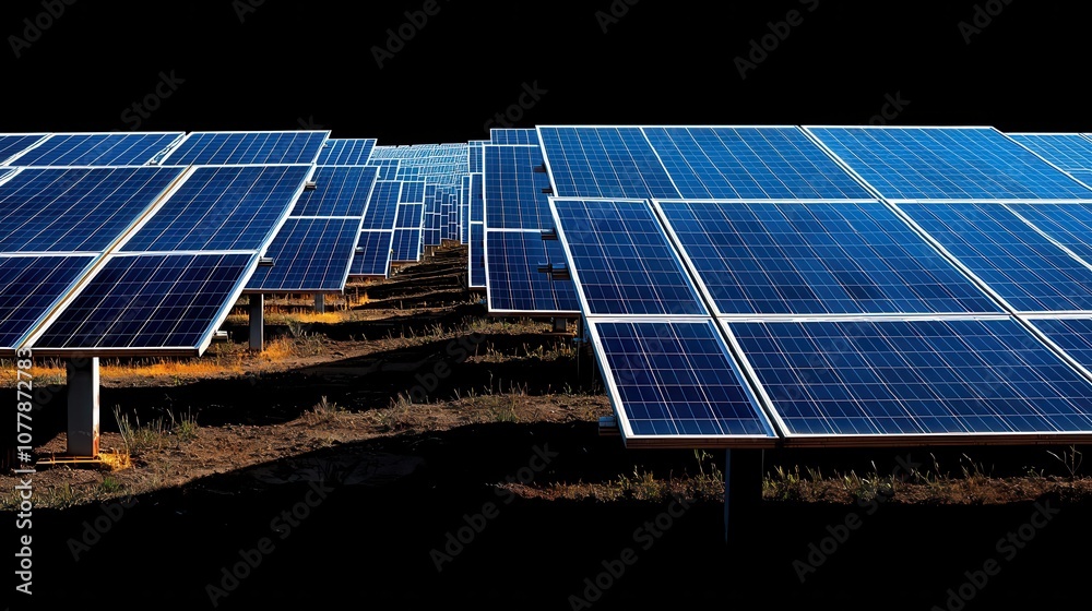 Poster Reveal the intricate details of a solar farm in a light background with open spa standard design