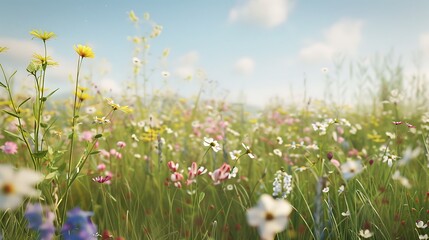 Obraz premium Beautiful summer meadow with flowers