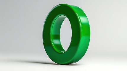 Glossy Green Ring Object with Smooth Surface and Curved Design Against a Minimalist Background Ideal for Use in Modern Art or Graphic Design Projects