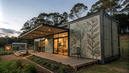 Obraz premium Abstract Home Container Design for Sustainability and Recycling - Inspiring Sketch Art for Creative Innovation