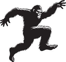 Obraz premium Bigfoot silhouette in mid leap arms and legs spread wide