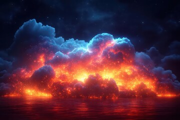 Fototapeta premium futuristic cloud computing illustration featuring interconnected nodes and vibrant digital elements symbolizing the advanced technology landscape of data management and digital infrastructure