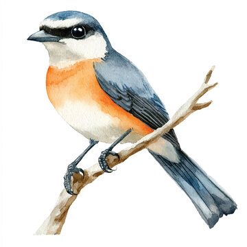 recommend clip art: cute Shrike watercolor clipart illustration isolated