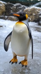 Fototapeta premium King penguin walking on ice in antarctica wildlife refuge