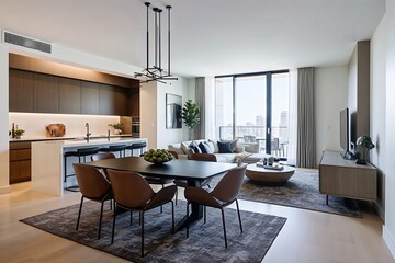 Stunning Modern Apartment Tour Showcasing Elegant Dining Room and Open Concept Living Space with Minimalist Design
