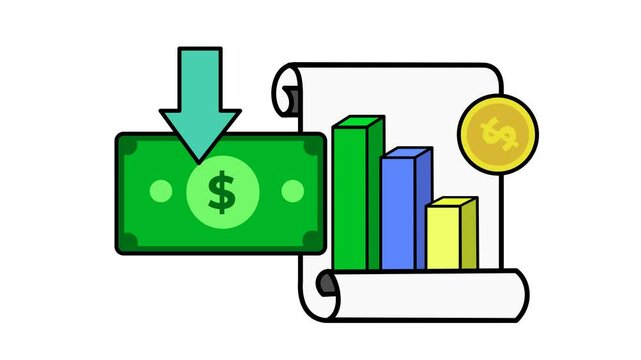 Financial growth and profit icon animation. Successful investment. Alpha channel. Seamless looping.