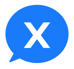 Obraz premium シンプルな青色のXアイコンと吹き出し