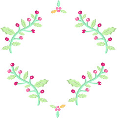 Christmas holly jolly frame label, 3D illustration