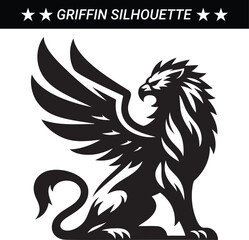 Mythical Griffin silhouette vector illustration