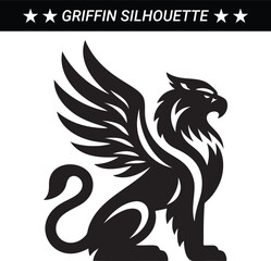 Fototapeta premium Mythical Griffin silhouette vector illustration
