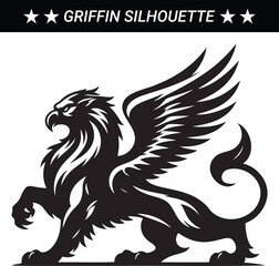 Mythical Griffin silhouette vector illustration