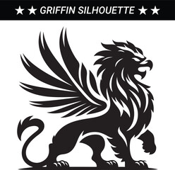 Mythical Griffin silhouette vector illustration