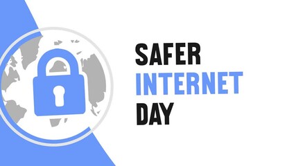 happy safer internet day with padlock silhouette