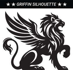 Mythical Griffin silhouette vector illustration