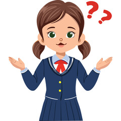 Portrait of a confused girl wearing a school uniform