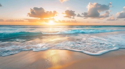 Obraz premium Beautiful sunset on the beach and tropical sea