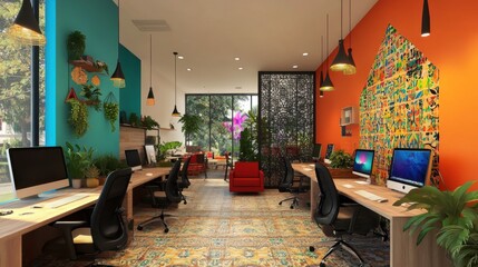 Modern office interior. Workplace design concept.