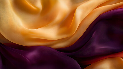 Obraz premium Abstract Background with Wavy Lines in Yellow, Purple, and Orange Fabric