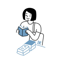 People reading book illustration