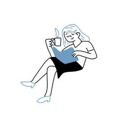 People reading book illustration
