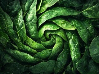 Fototapeta premium A Spiral of Lush Green Spinach Leaves