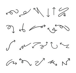 Vector Set of Hand Drawn Direction Arrows Illustration