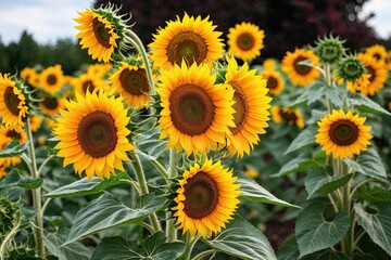Obraz premium Lush Garden Full of Colorful Sunflowers in Full Bloom