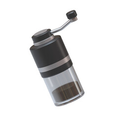 Coffee mill, 3D icon, artisanal coffee, coffee preparation, coffee tool, coffee bean, gastronomy, cuisine, coffee culture, digital resource, drink design, crank, traditional method, hot drinks, coffee