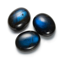 Black labradorite isolated on white background.