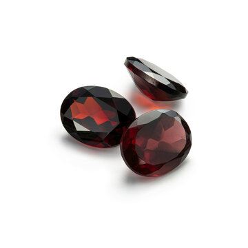 Garnet jem stone isolated on white background.
