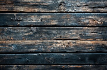 Fototapeta premium Close up of dark rustic weathered wooden planks.