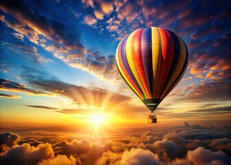 Fototapeta premium Hot Air Balloon Sunrise Soaring Sky Scenic Landscape