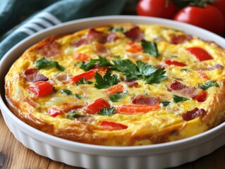 Savory Egg Bake with Bacon, Peppers, and Parsley