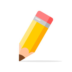 Yellow pencil school or office supplies icon flat vector design