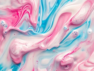 Obraz premium Abstract Swirling Pink and Blue Paint with Bubbles