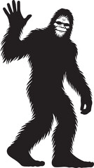 Fototapeta premium Bigfoot silhouette waving with a friendly stance