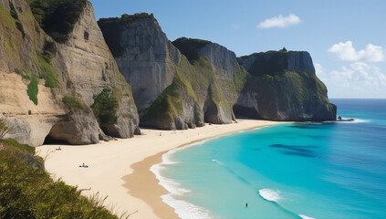 Fototapeta premium Majestic Cliffs and Crystal Clear Beach Waters