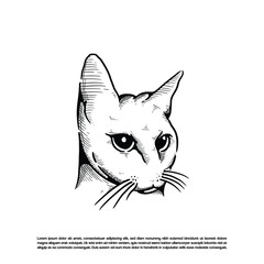 Line art cute cat face vector illustration