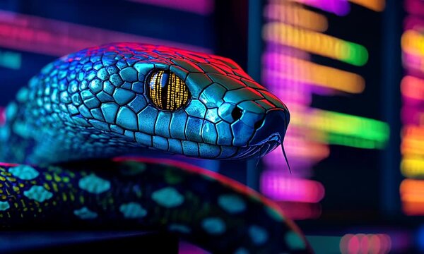 a snake with digital background