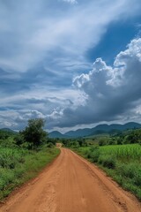 Dirt Road in Field