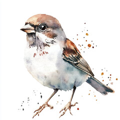 cute Sparrow watercolor clipart illustration isolated