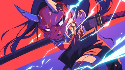 Cyberpunk Oni Warrior