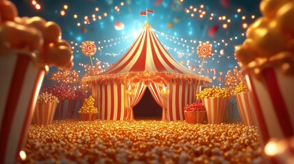 Circus Tent with Popcorn and Candy